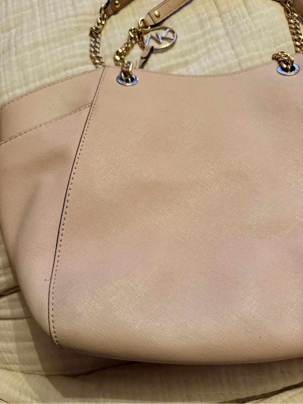Michael Kors Blush Saffiano Leather Shoulder Bag with Matching Wallet